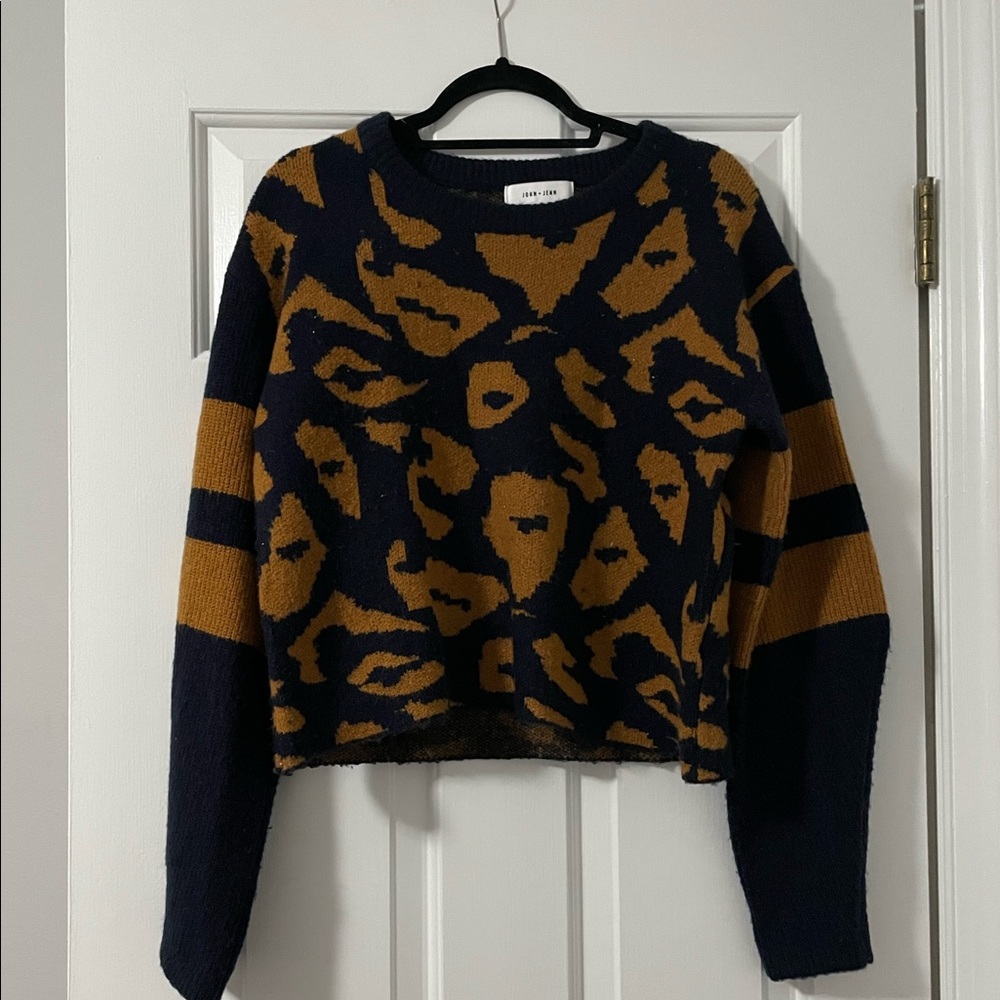 Navy and khaki sweater